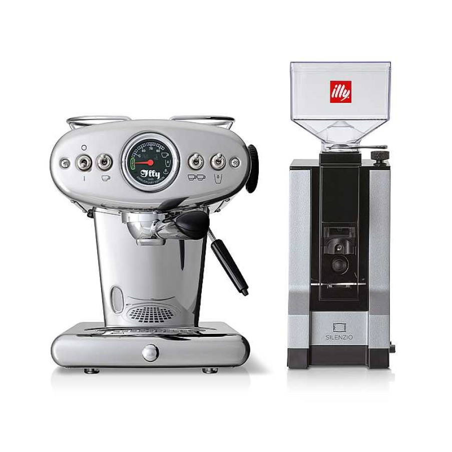 Coffee Machines illy | ESE Pod Coffee Machine and Ground Coffee Machine Bundle - X1 Anniversary with Coffee Grinder